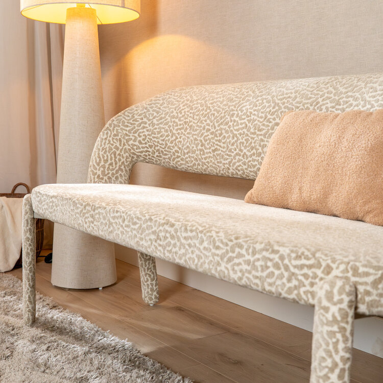 Eetkamerbank Leo taupe leopard 160 cm