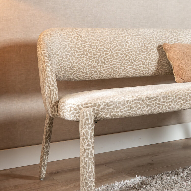 Eetkamerbank Leo taupe leopard 160 cm