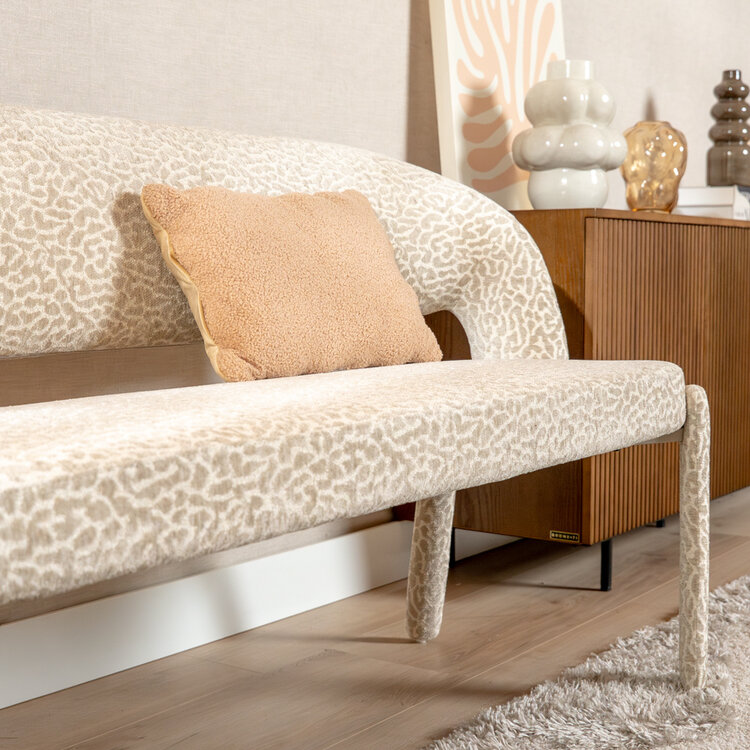 Eetkamerbank Leo taupe leopard 160 cm