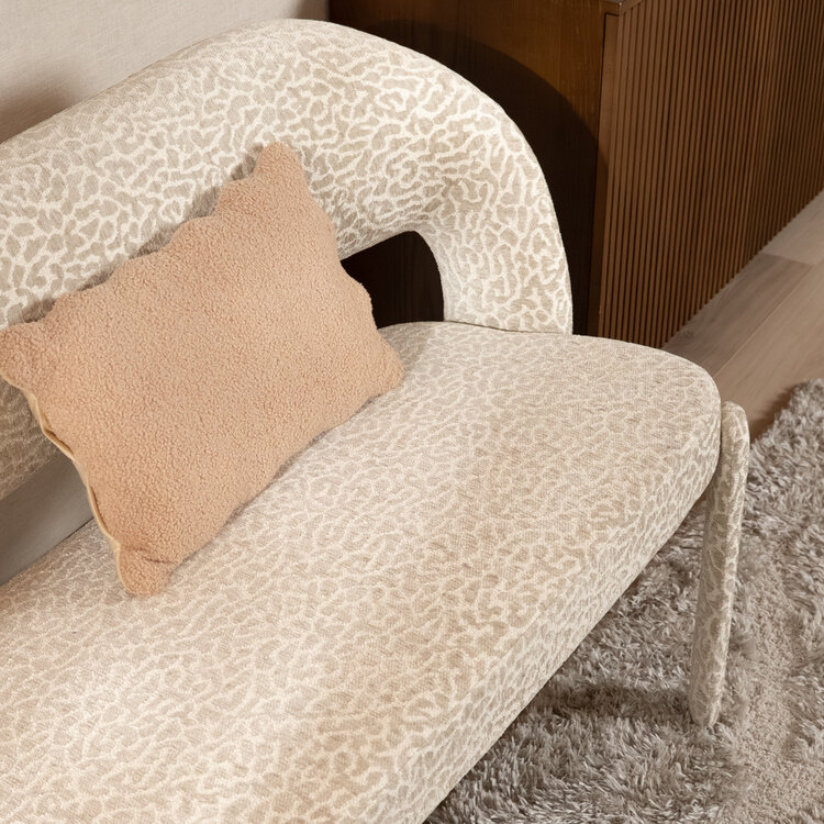 Eetkamerbank Leo taupe leopard 160 cm