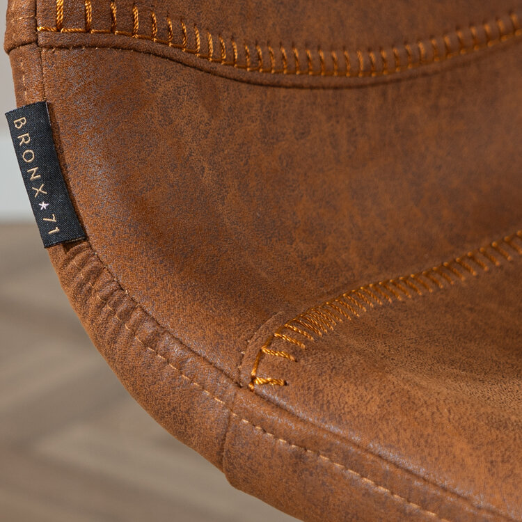 Industriële barkruk Mikky cognac eco-leer 65-78 cm