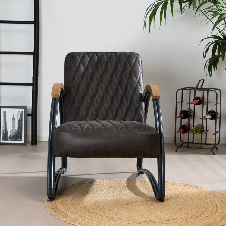 Industriële fauteuil Ivy eco-leer antraciet