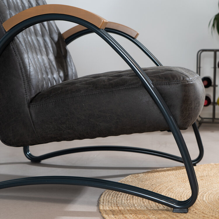Industriële fauteuil Ivy eco-leer antraciet