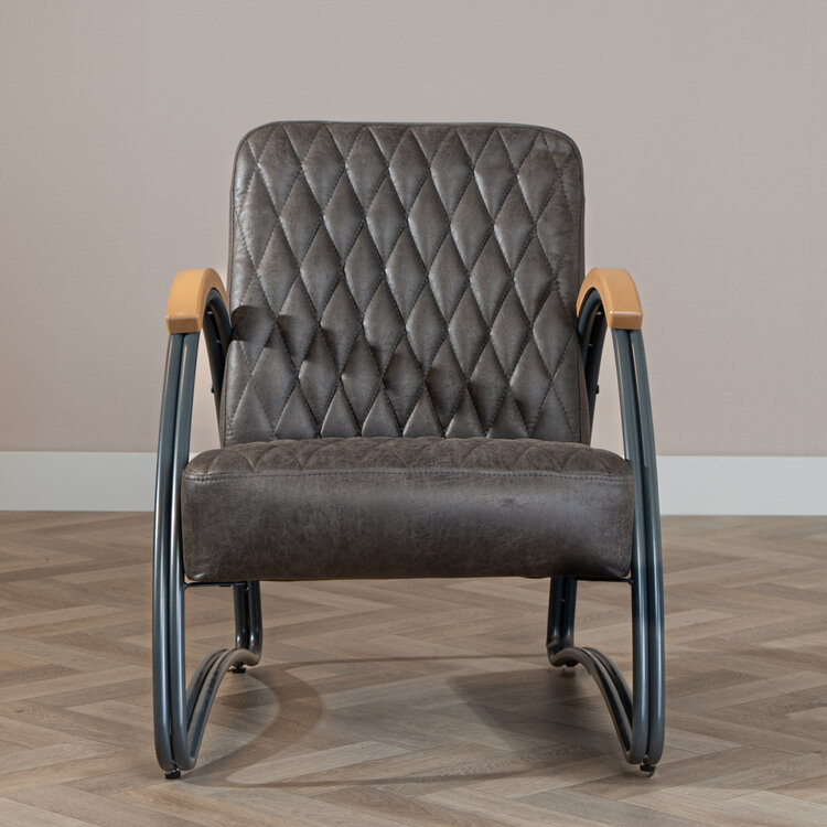 Industriële fauteuil Ivy eco-leer antraciet