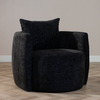 Fauteuil Ruby chenille stof zwart