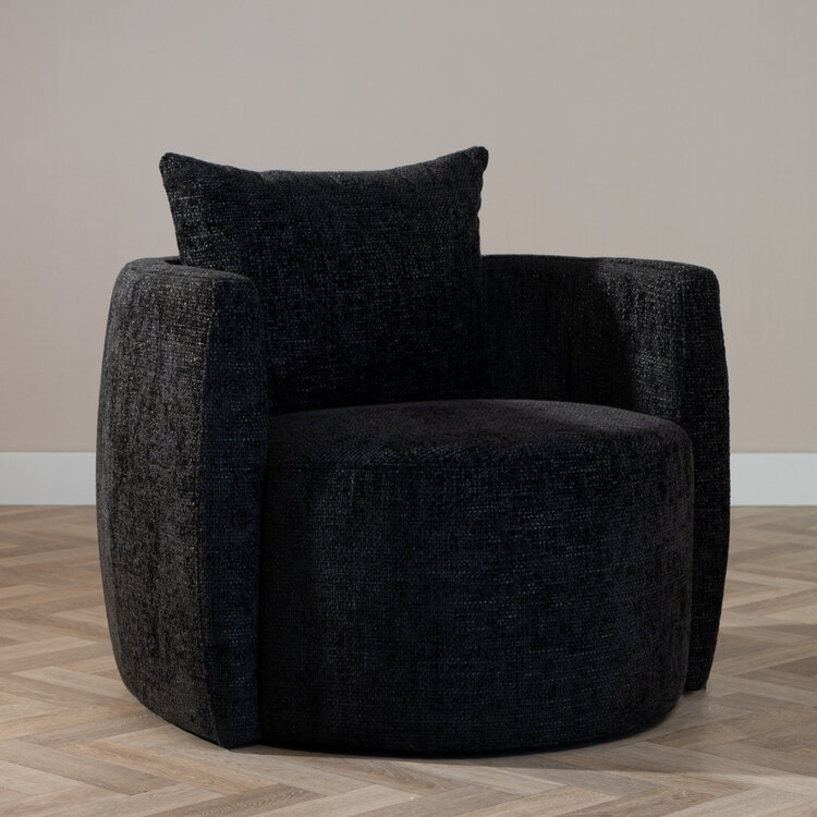 Fauteuil Ruby chenille stof zwart