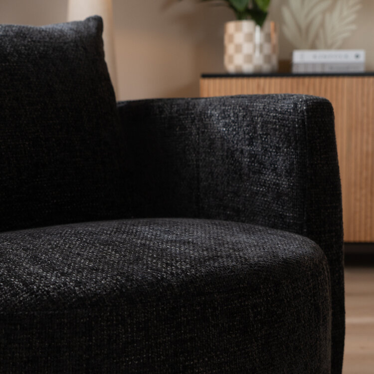 Fauteuil Ruby chenille stof zwart