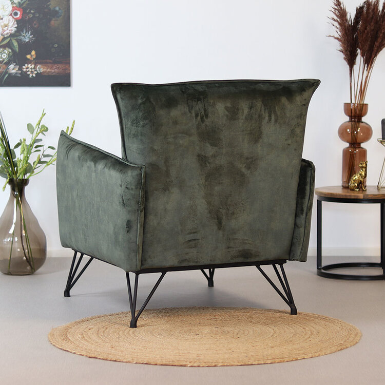 Velvet fauteuil Mika groen