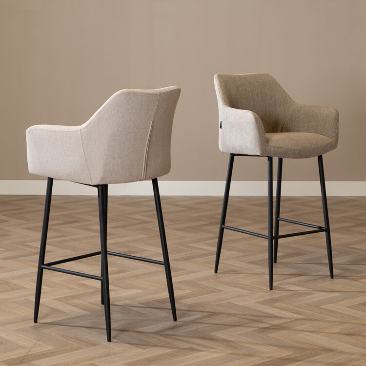 Scandinavische barkruk Niklas gerecyclede stof taupe 78 cm