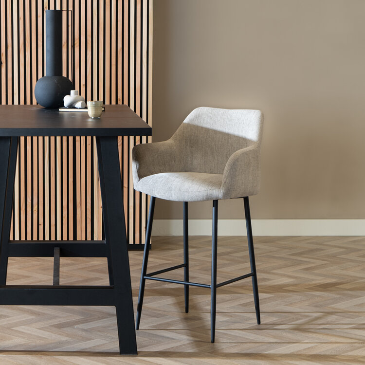 Scandinavische barkruk Niklas gerecyclede stof taupe 78 cm