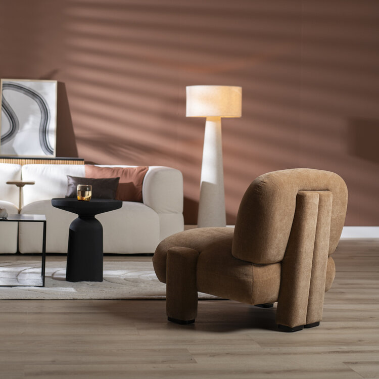 Scandinavische fauteuil Louise chenille terracotta