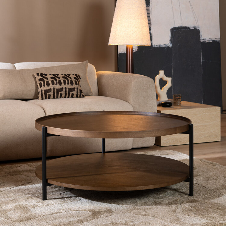 Salontafel Rio Ø90 cm rustiek eiken