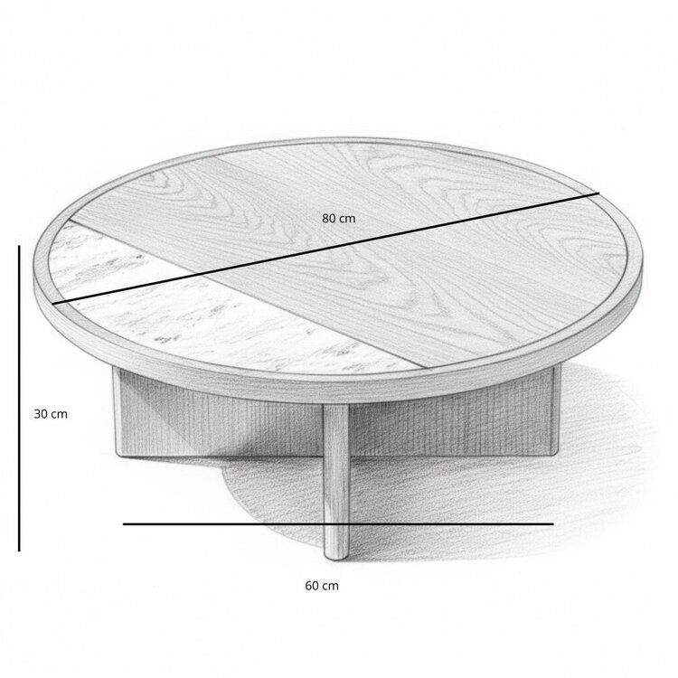 Salontafel Maeva Ø80 cm zwart eiken