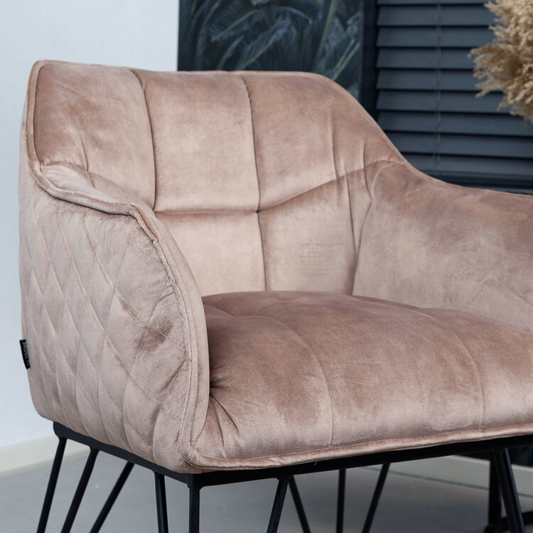 Velvet eetkamerstoel Jayron taupe