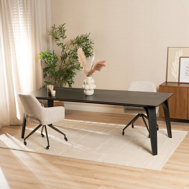 Eettafel Flint zwart 180 x 90 cm