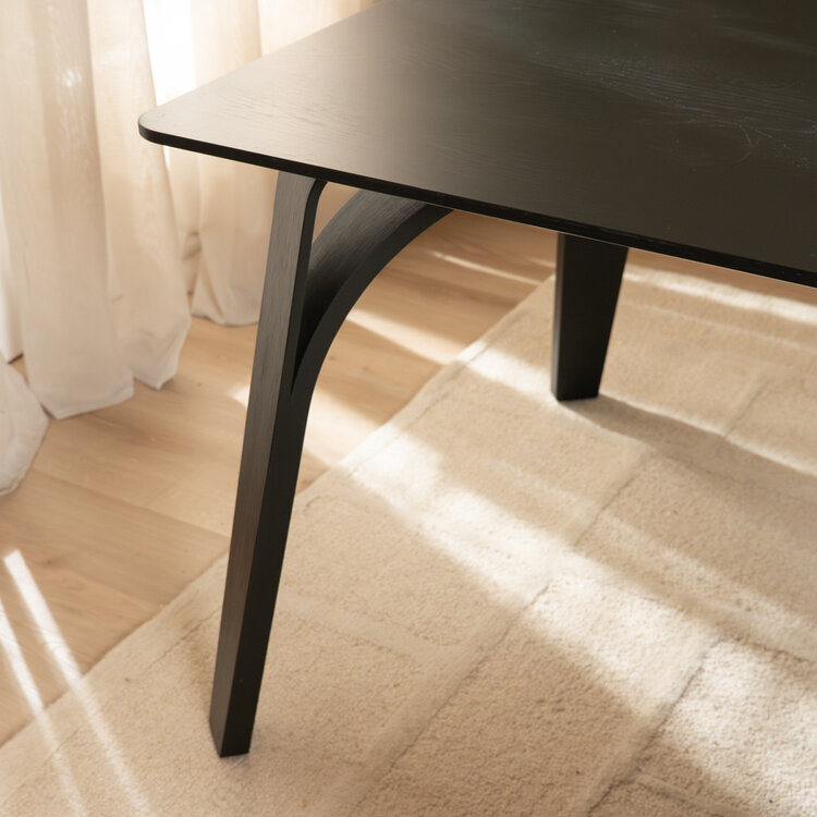 Eettafel Flint zwart 180 x 90 cm