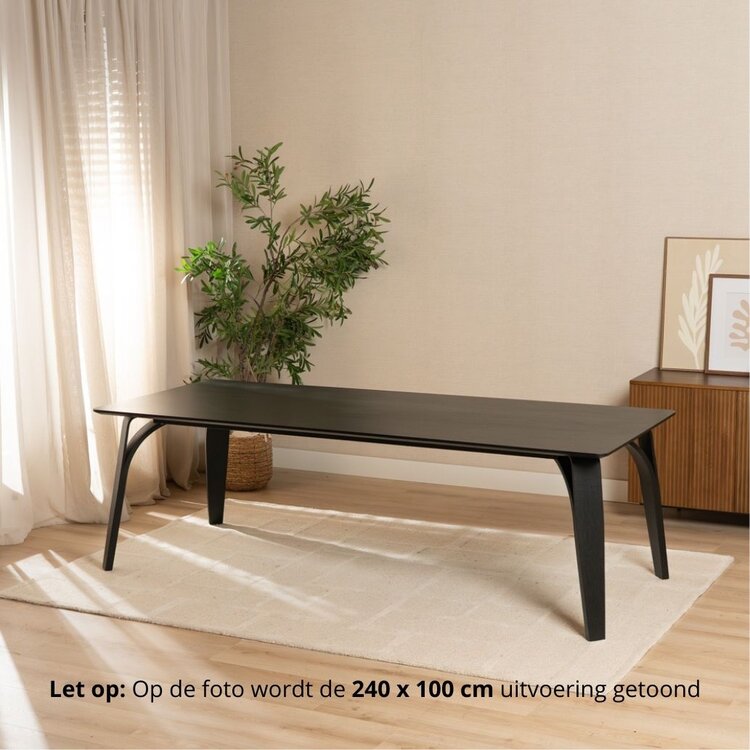 Eettafel Flint eiken zwart 220 x 100 cm