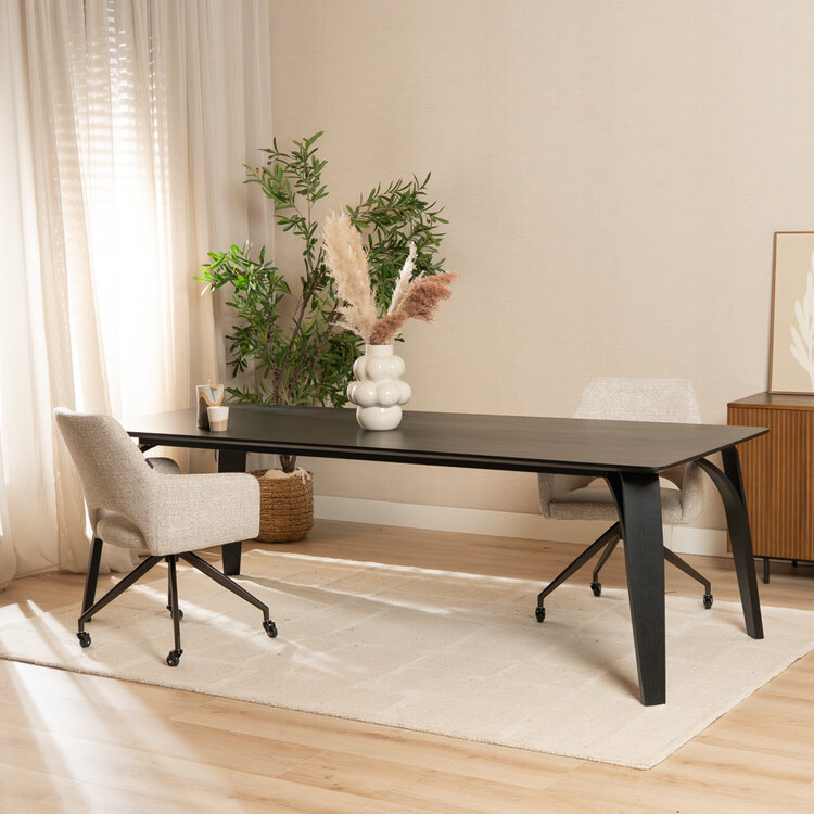 Eettafel Flint eiken zwart 240 x 100 cm