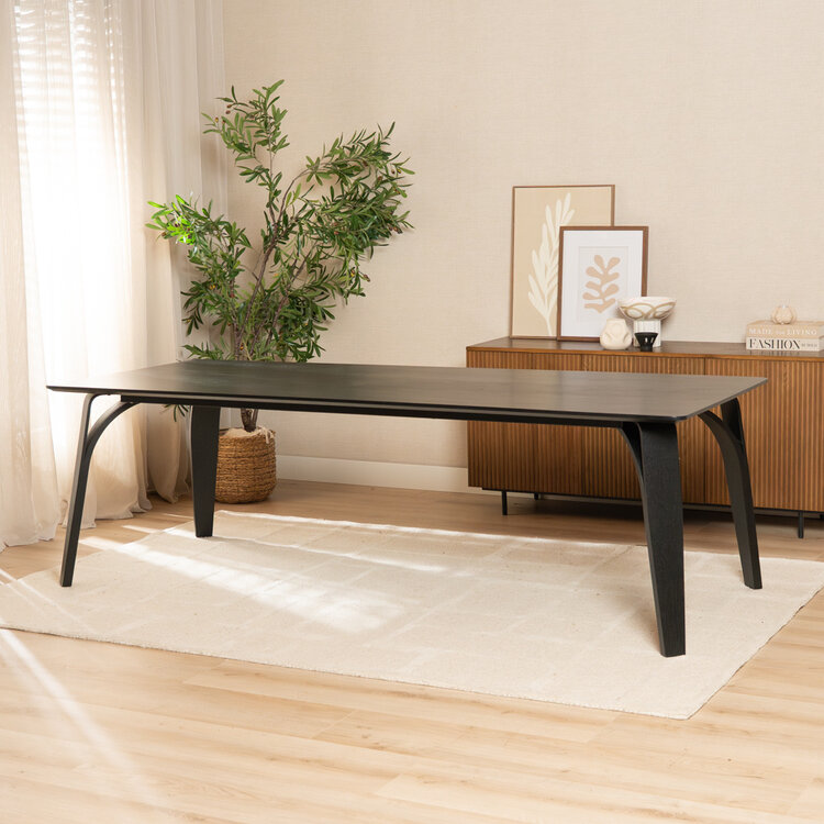 Eettafel Flint eiken zwart 240 x 100 cm