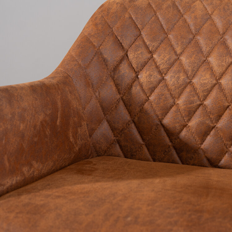 Eetkamerstoel met wieltjes Levi cognac eco-leer