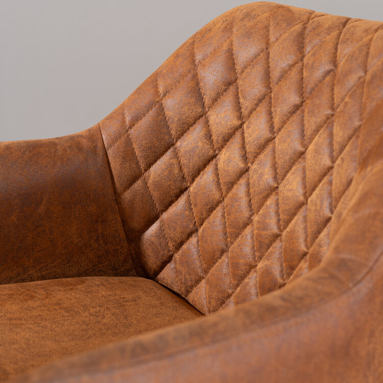 Eetkamerstoel met wieltjes Levi cognac eco-leer