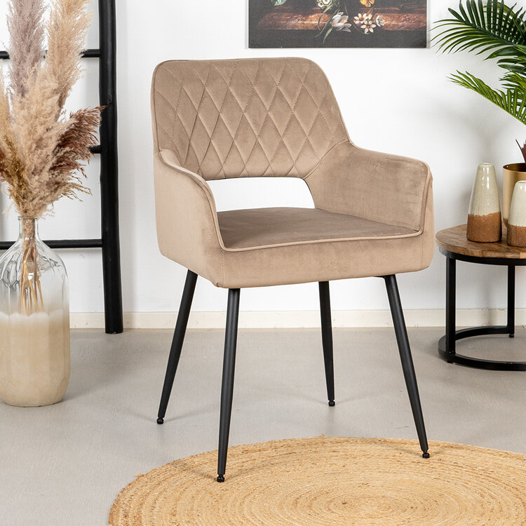 Velvet eetkamerstoel Mika taupe