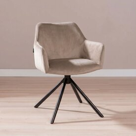 Velvet eetkamerstoel Furtado draaibaar taupe