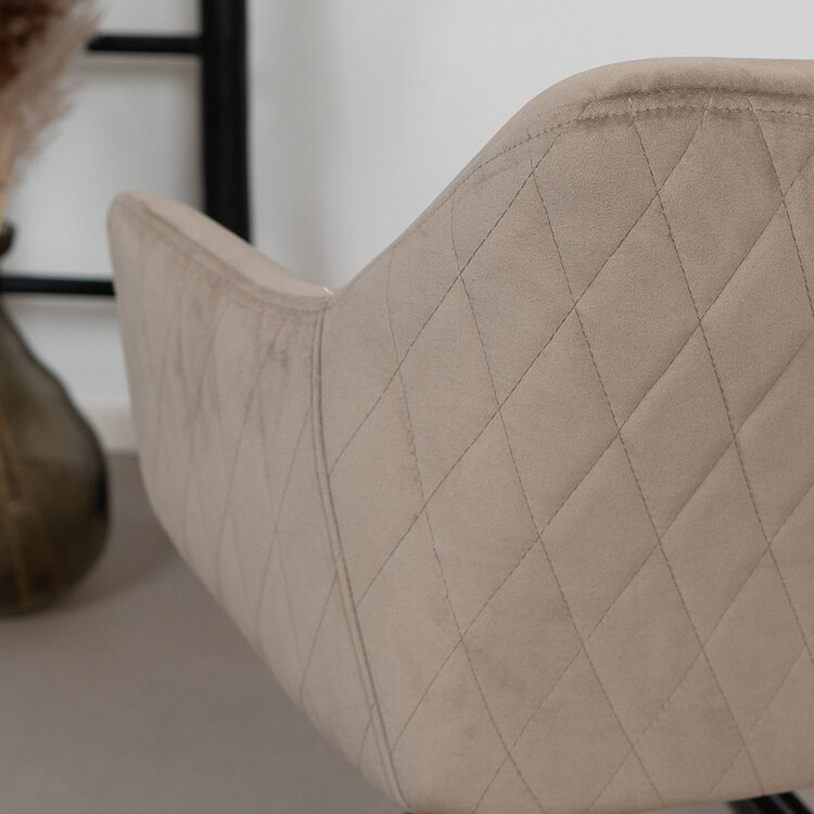 Velvet eetkamerstoel Furtado draaibaar taupe