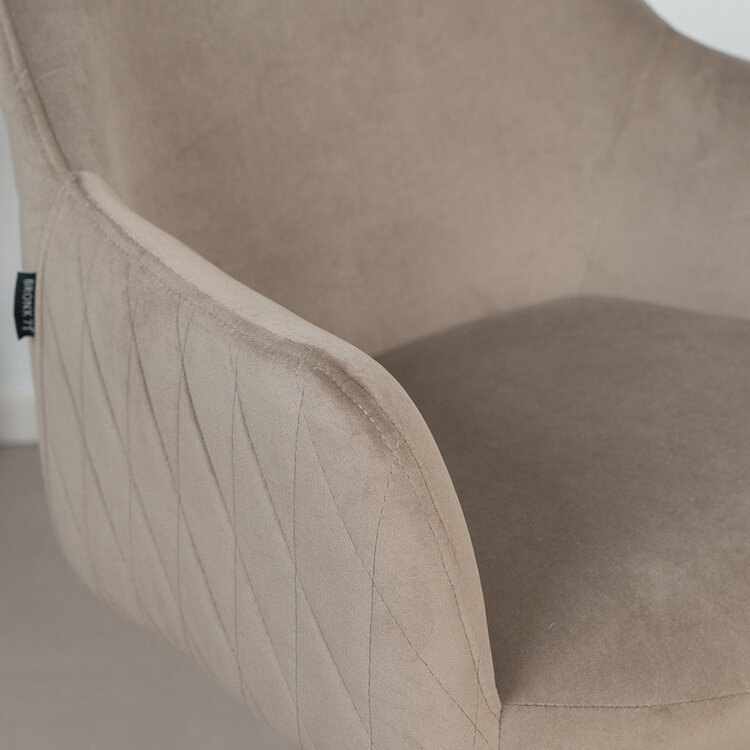 Velvet eetkamerstoel Furtado draaibaar taupe