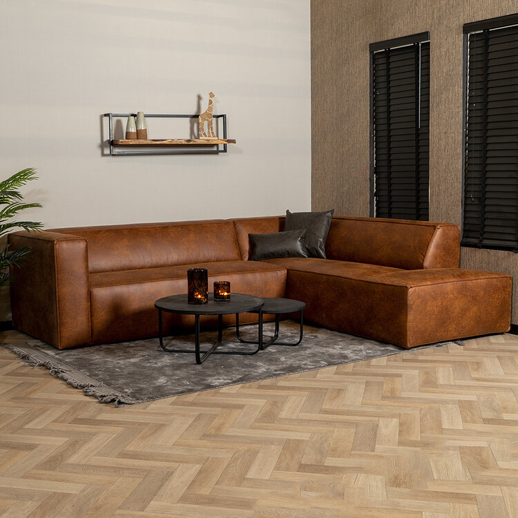 Industriële hoekbank Memphis eco-leer cognac rechts