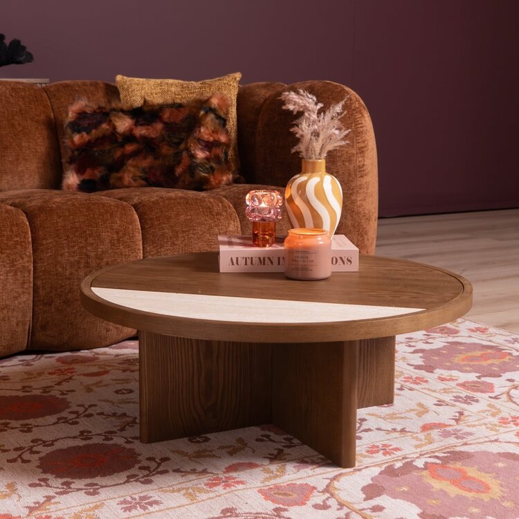 Salontafel Maeva Ø80 cm rustiek eiken