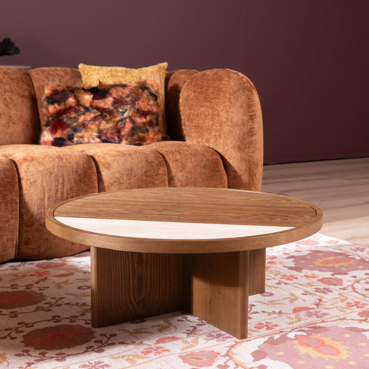 Salontafel Maeva Ø80 cm rustiek eiken