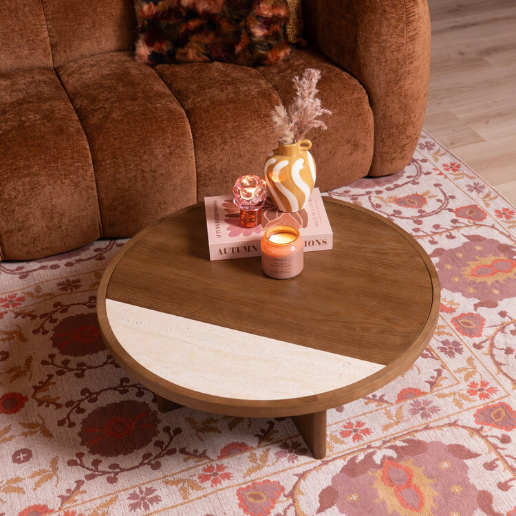 Salontafel Maeva Ø80 cm rustiek eiken