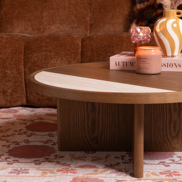 Salontafel Maeva Ø80 cm rustiek eiken
