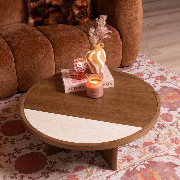 Salontafel Maeva Ø80 cm rustiek eiken