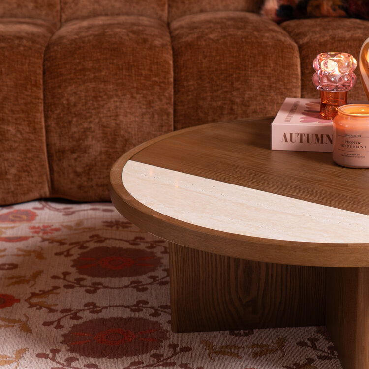 Salontafel Maeva Ø80 cm rustiek eiken