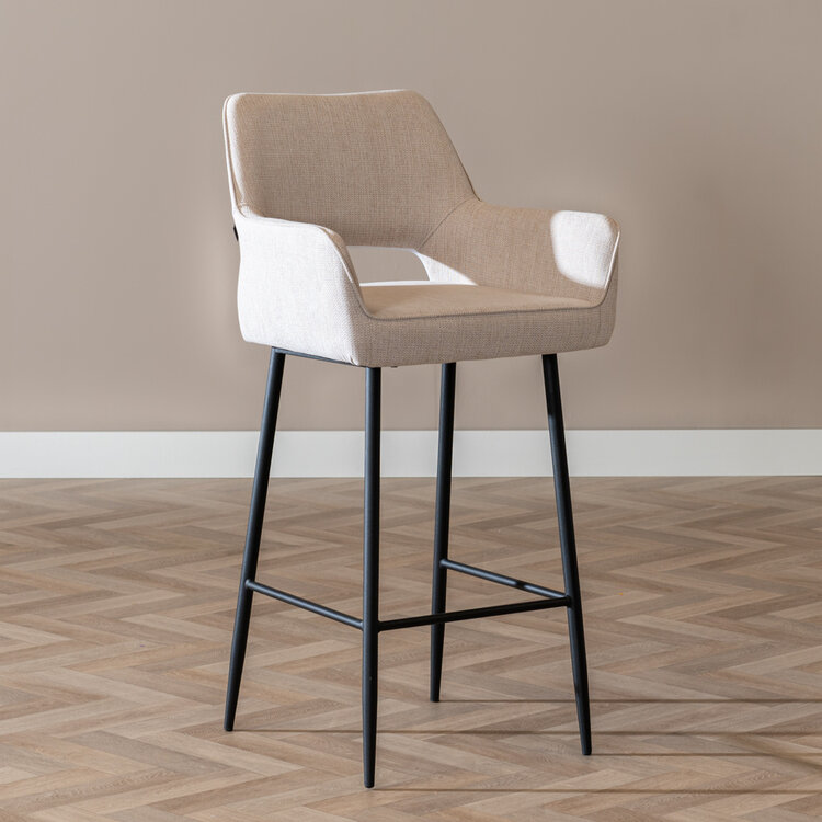 Scandinavische barkruk Inga gerecyclede stof beige 78 cm