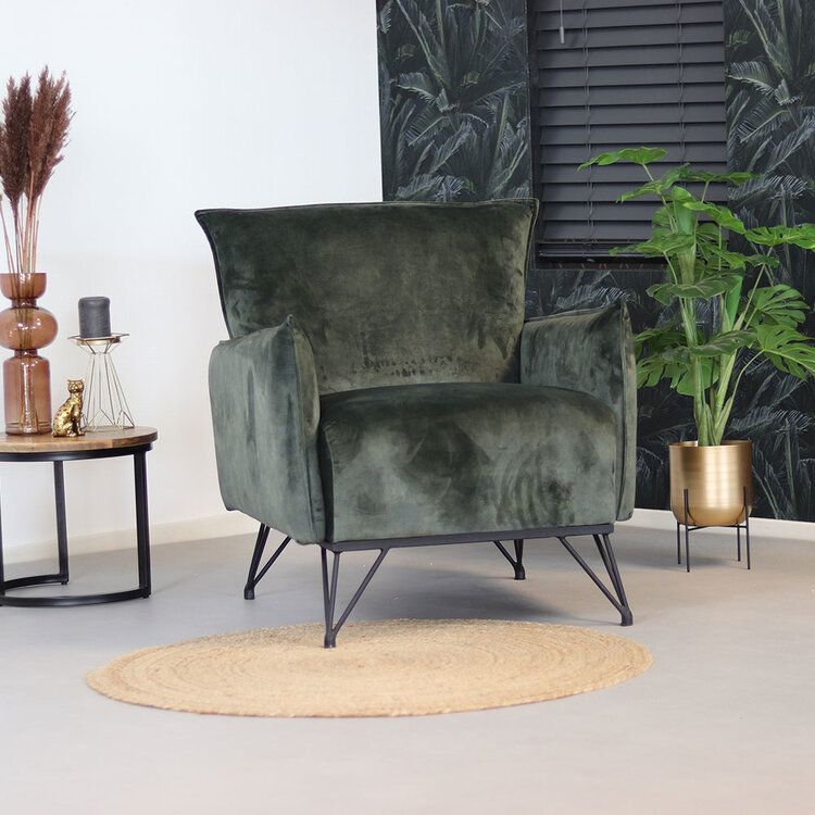 Velvet fauteuil Mika groen