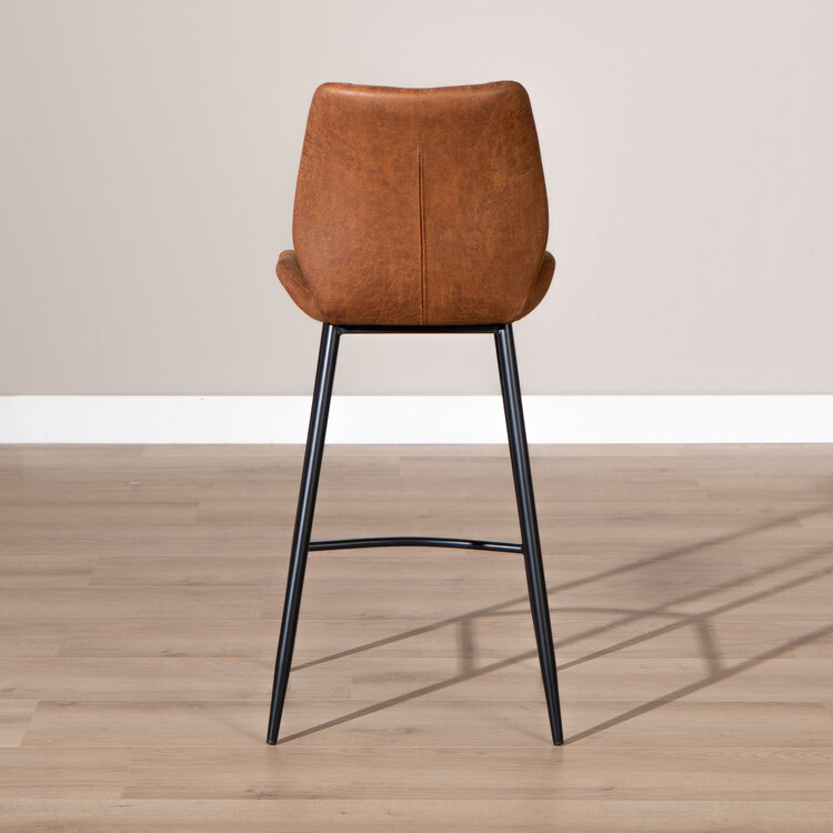 Industriële barkruk Barrel cognac eco-leer 69 cm