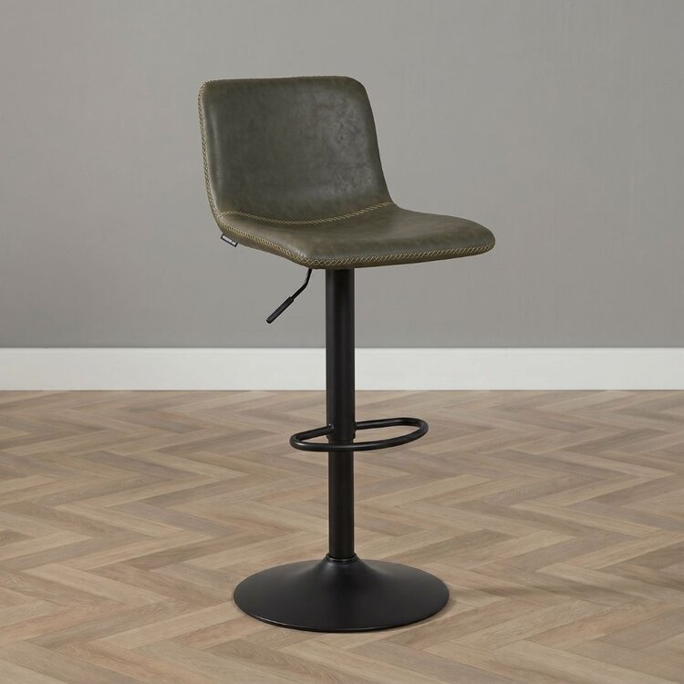 Industriële Barkruk Texas draaibaar eco-leer olijfgroen 60-76cm