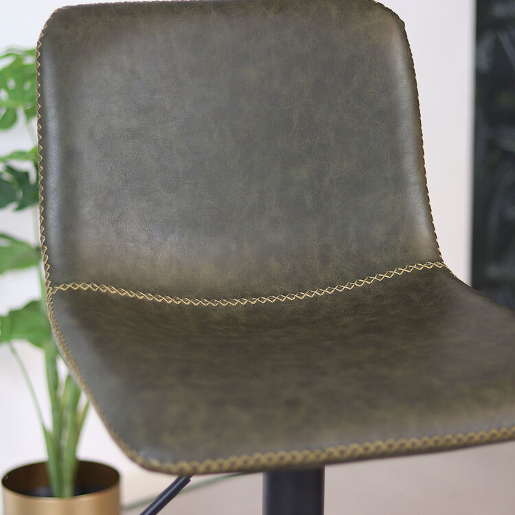 Industriële Barkruk Texas draaibaar eco-leer olijfgroen 60-76cm