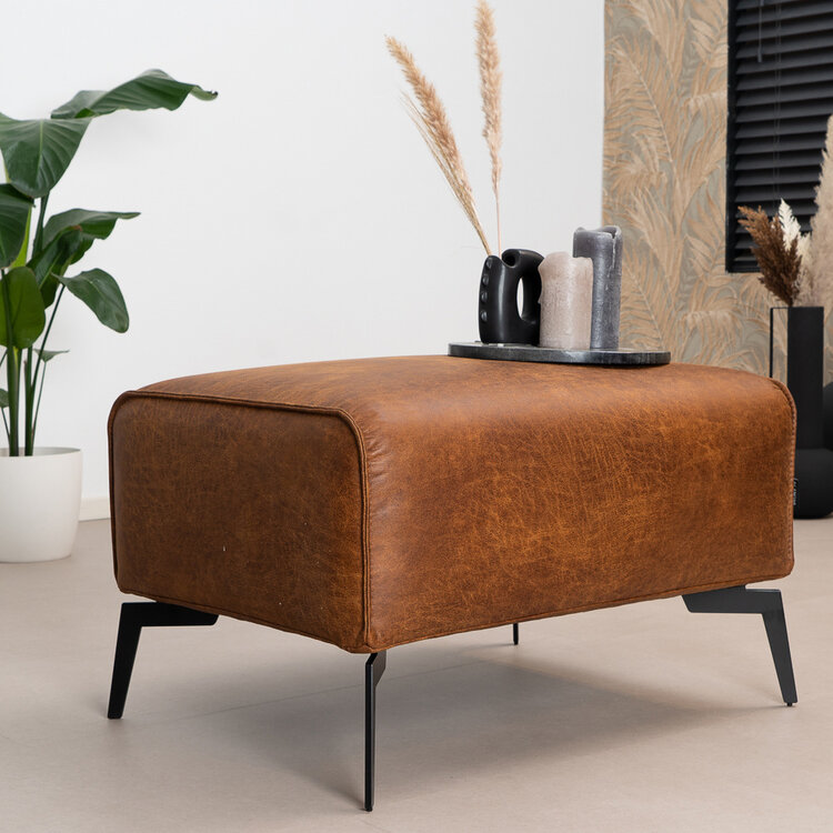 Industriële hocker Vegas eco-leer cognac