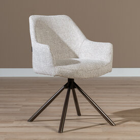 Eetkamerstoel Kay draaibaar gemêleerde stof off white/bruin