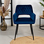Velvet eetkamerstoel Mika donkerblauw