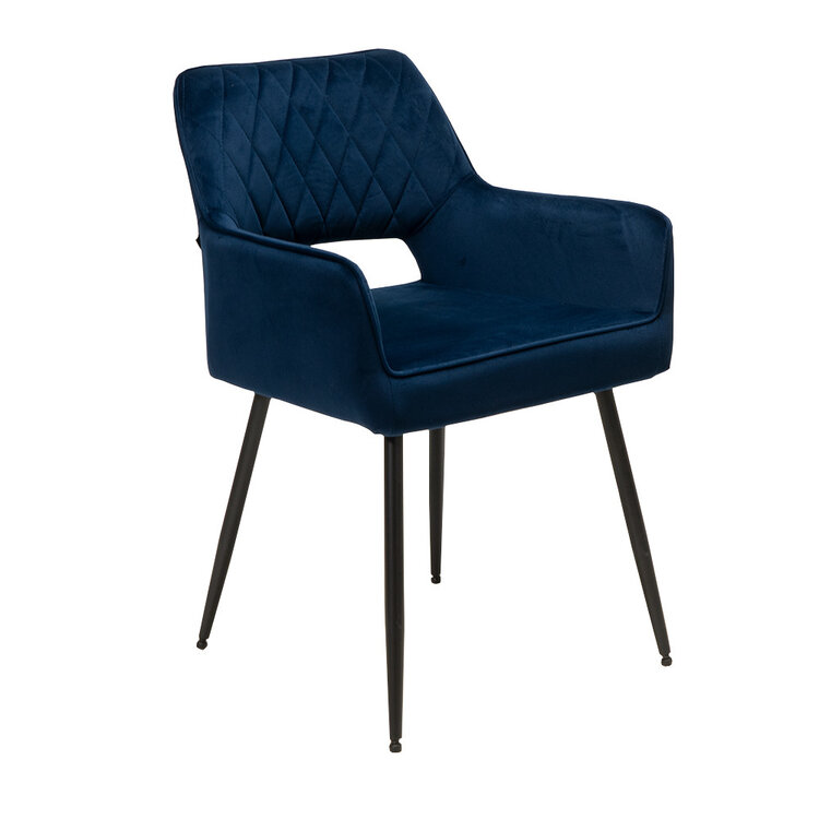 Velvet eetkamerstoel Mika donkerblauw