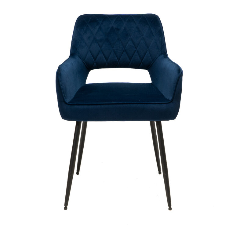 Velvet eetkamerstoel Mika donkerblauw