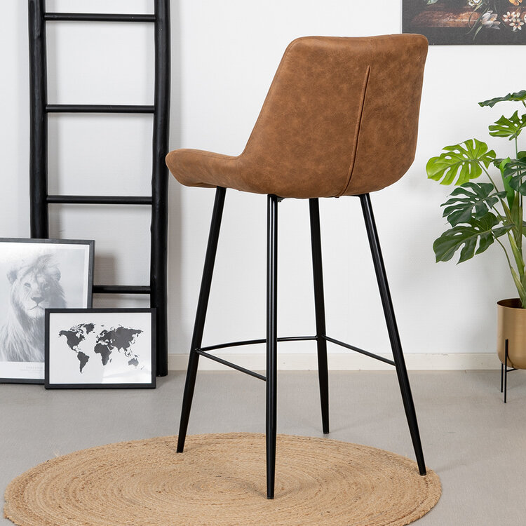 Industriële barkruk Brooke cognac 74 cm