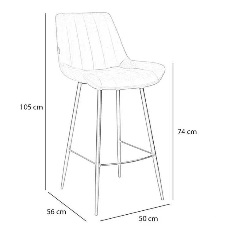 Industriële barkruk Brooke cognac 74 cm