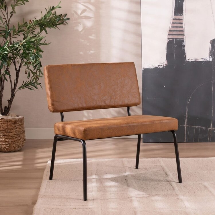 Industriële fauteuil Espen cognac eco-leer
