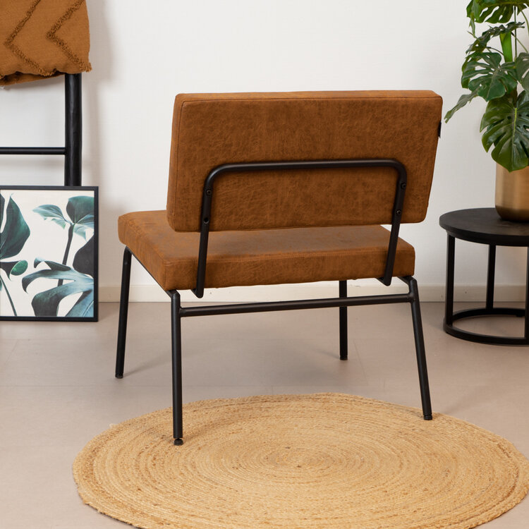 Industriële fauteuil Espen cognac eco-leer